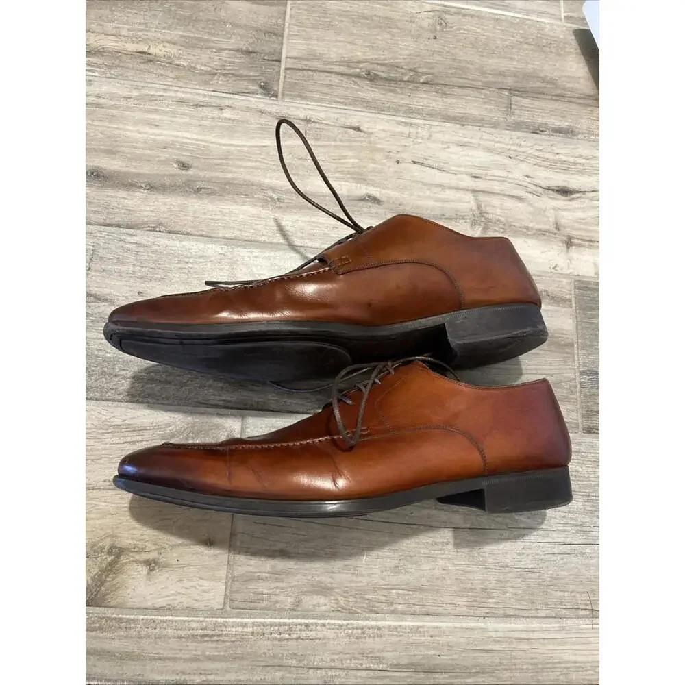 MAGNANNI MENS OXFORD CHILI BROWN DRESS SHOES SIZE 14M MADE SPAIN RP~$400+